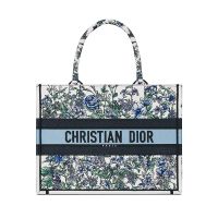Dior Book Tote In Flowers Constellation Embroidery White/Blue