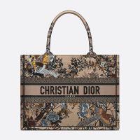 Dior Book Tote In Jardin d'Hiver Motif Canvas Beige