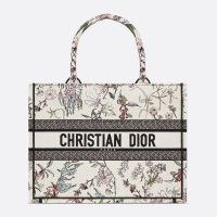 Dior Book Tote Millefiori Embroidery White