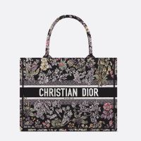 Dior Book Tote In Millefiori Unicorn Motif Canvas Black