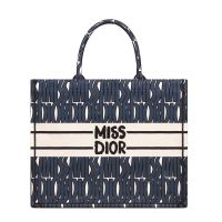 Dior Book Tote In Miss Dior Allover Motif Canvas Blue