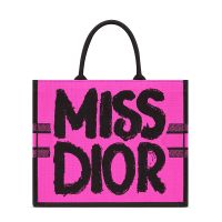 Dior Book Tote In Miss Dior Graffiti Motif Canvas Rose