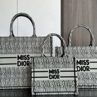Dior Book Tote In Miss Dior Allover Motif Canvas Green