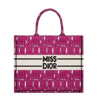 Dior Book Tote In Miss Dior Allover Motif Canvas Rose