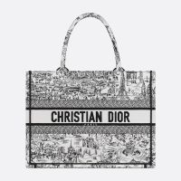 Dior Book Tote Paris Allover Motif Canvas White