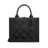 Dior Book Tote with Strap In Ultramatte Cannage Calfskin Black