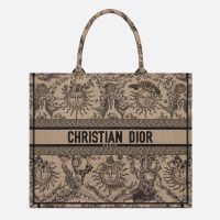 Dior Book Tote In Toile de Jouy Soleil Motif Canvas Beige