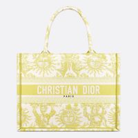 Dior Book Tote In Toile de Jouy Soleil Motif Canvas Lemon