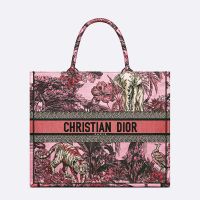 Dior Book Tote Toile In De Jouy Voyage Motif Canvas Pink