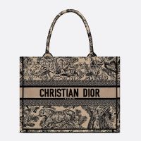 Dior Book Tote In Toile De Jouy Motif Canvas Beige