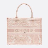 Dior Book Tote In Toile De Jouy Motif Canvas Pink