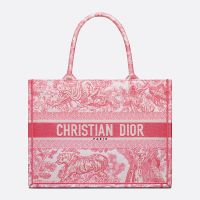 Dior Book Tote In Toile De Jouy Motif Canvas Rose