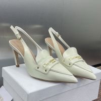Dior Boy Slingback Pumps Women Patent Leather White