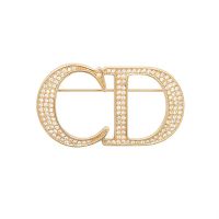 Dior Clair D Lune Brooch Metal with Crystals Gold