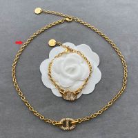 Dior CD Navy Necklace Metal and CD Signature Embellished Crystals Gold