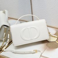 Mini Dior CD Signature Bag In Calfskin White