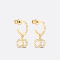 Dior Clair D Lune Earrings Metal And White Crystals Gold