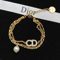 Dior Clair D Lune Triple Bracelet Metal with Resin Pearl and CD Signature Embellished Crystals Gold
