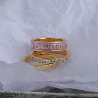 Dior Code Ring Set Metal with Crystals and Lacquer Gold/Purple