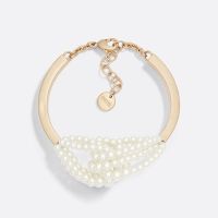 Dior D-Bow Bangle Metal with Resin Pearls Gold