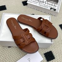 Dior D-Club Slides Women CD Signature Calfskin Brown