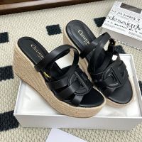 Dior D-Club Wedge Sandals Women CD Signature Calfskin Black