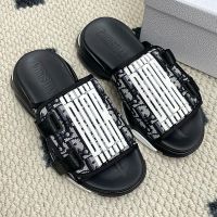 Dior D-Wander Slides Women Dior Graphique and Jacquard Technical Fabric Black/Blue