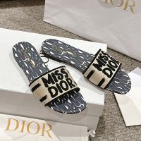 Dior Dway Slides Women Cotton and Miss Dior Allover Motif Beige/Black