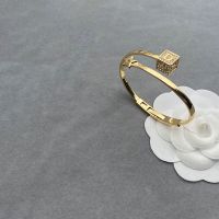 Dior Lucky Square Hinge Bangle Metal with Star Signature and Lucky Square Embellished Crystals Gold