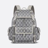Dior Hit The Road Backpack CD Diamond Motif Canvas Grey