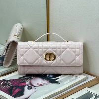 Dior Miss Caro Top Handle Pouch In Macrocannage Lambskin Cherry