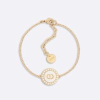 Dior Petit CD Baroque Bracelet Metal with Resin Pearls and Glass Gold/White