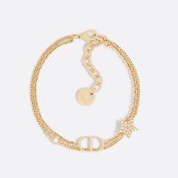 Dior Petit CD Double Bracelet Metal with Star Charm Embellished Crystals Gold