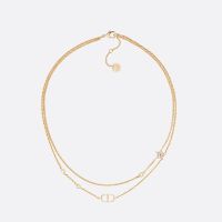 Dior Petit CD Double Necklace Metal with Star Charm Embellished Crystals Gold