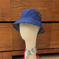 Dior Reversible Bucket Hat Teddy Oblique Motif Cotton Blue
