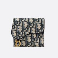 Dior Saddle Lotus Wallet In Oblique Motif Canvas Blue