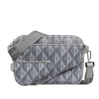 Dior Saddle Triple Pouch In CD Diamond Motif Canvas Grey
