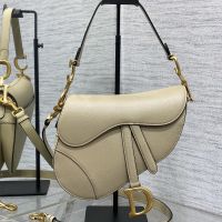 Dior Saddle Bag In with Strap In Grained Calfskin Apricot
