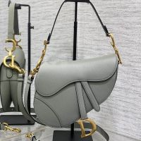 Dior Saddle Bag In with Strap In Grained Calfskin Grey