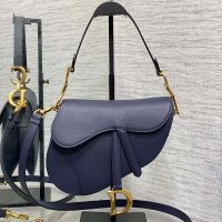 Dior Saddle Bag In with Strap In Grained Calfskin Navy Blue