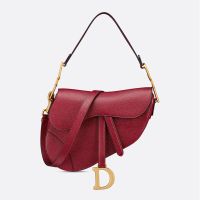 Dior Saddle Bag In with Strap In Grained Calfskin Red