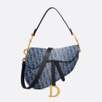Dior Saddle Bag In with Strap In Oblique Jacquard Denim Blue