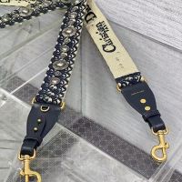 Dior Shoulder Strap In Oblique Medallions Motif Cotton Blue