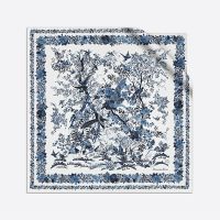 Dior Square Scarf In Jardin d'Hiver Motif Silk Blue