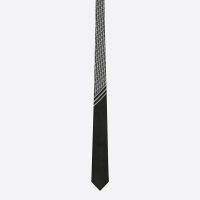 Dior Tie Striped Oblique Motif Silk Black
