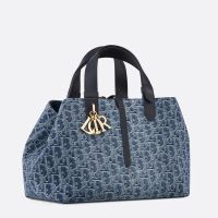 Dior Toujours Bag In Oblique Jacquard Denim Blue