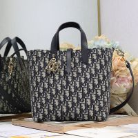 Dior Toujours Vertical Tote Bag In Oblique Jacquard Blue