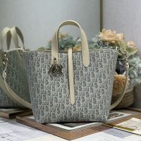 Dior Toujours Vertical Tote Bag In Oblique Jacquard Grey