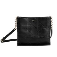 Dior Trianon Bag with Chain in Flat Macrocannage Lambskin Black