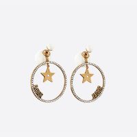 Dior Tribales Earrings Antique Metal with Resin Pearls and J'Adior Star Round Drop Signatures Embellished Crystals Gold